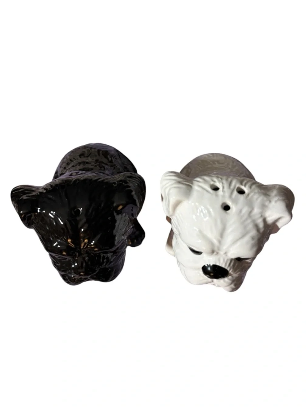 Ceramic Bulldog Salt and Pepper Shakers - Black and White — Adorable!